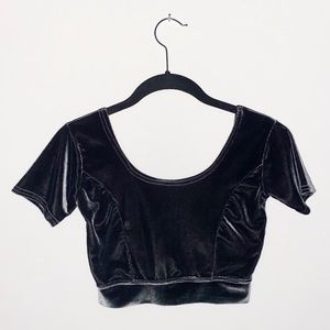 Dark Grey Velvet Crop Top